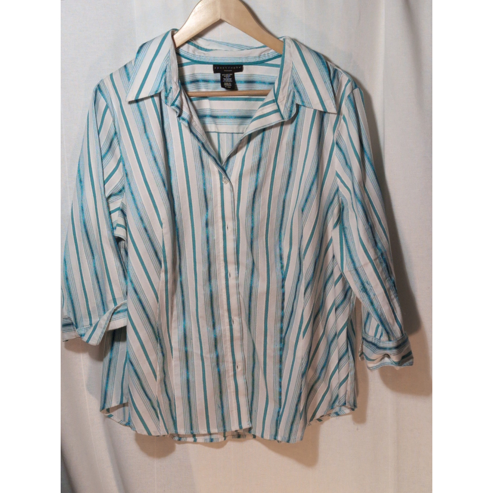 Apostrophe Women's Button Up, Striped 16-18